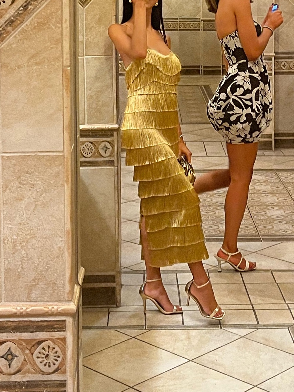 Elegant Gold Fringe Slip Dress - Gold Party Dress